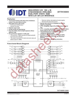 IDT70V3569S5BC datasheet  